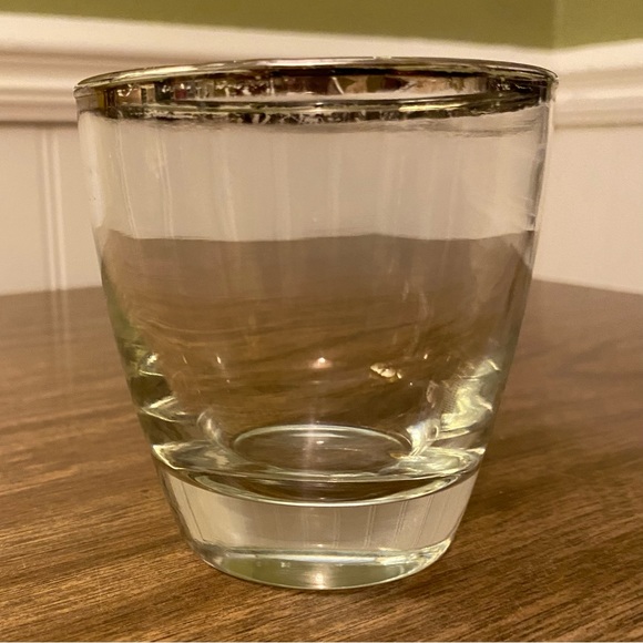 Libbey Dining Vintage Mcm Libbey Silver Rimmed Double Rocks Glass